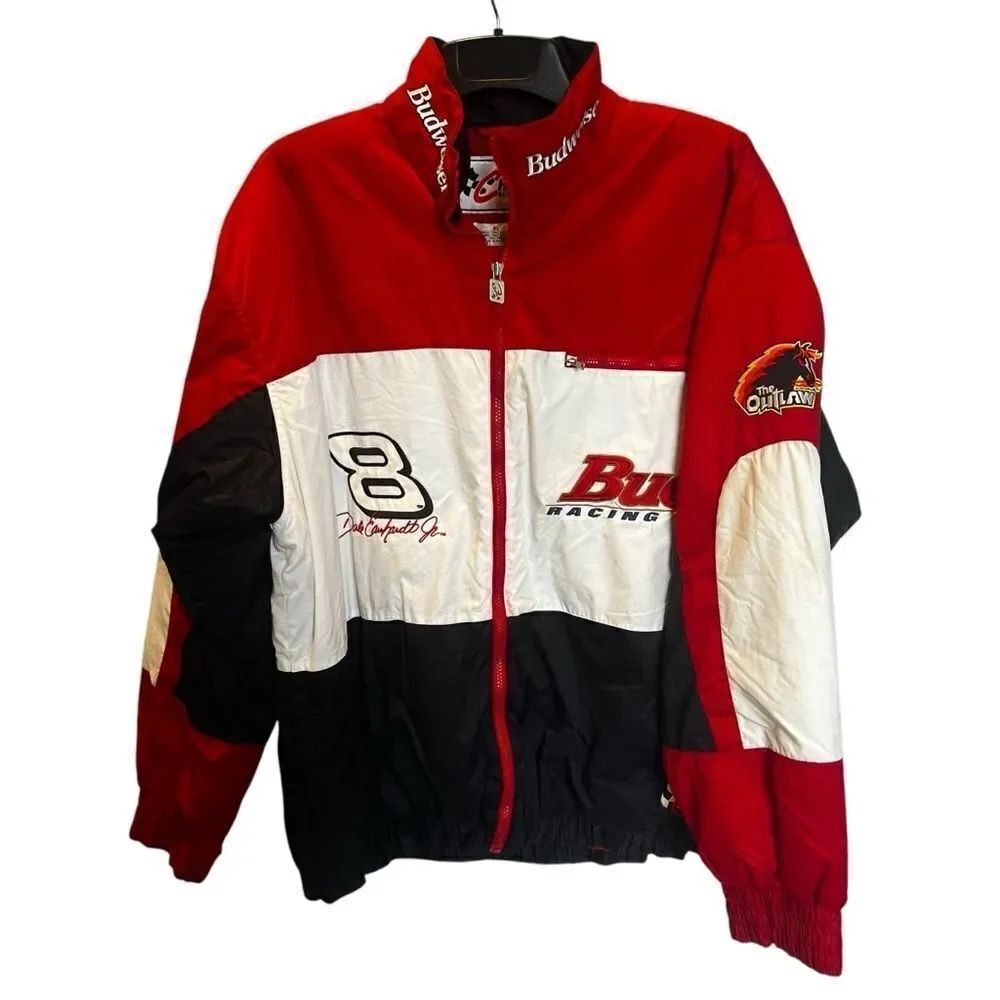Vintage Men's Chase Authentics Bud Racing Nascar Jacket Red/Blk/Wht Size XL